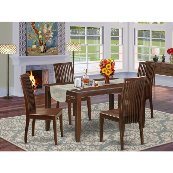 Asian Fusion Dinette Set - 5 Piece Table & Chair Set - Modern Kitchen Dining Room Furniture