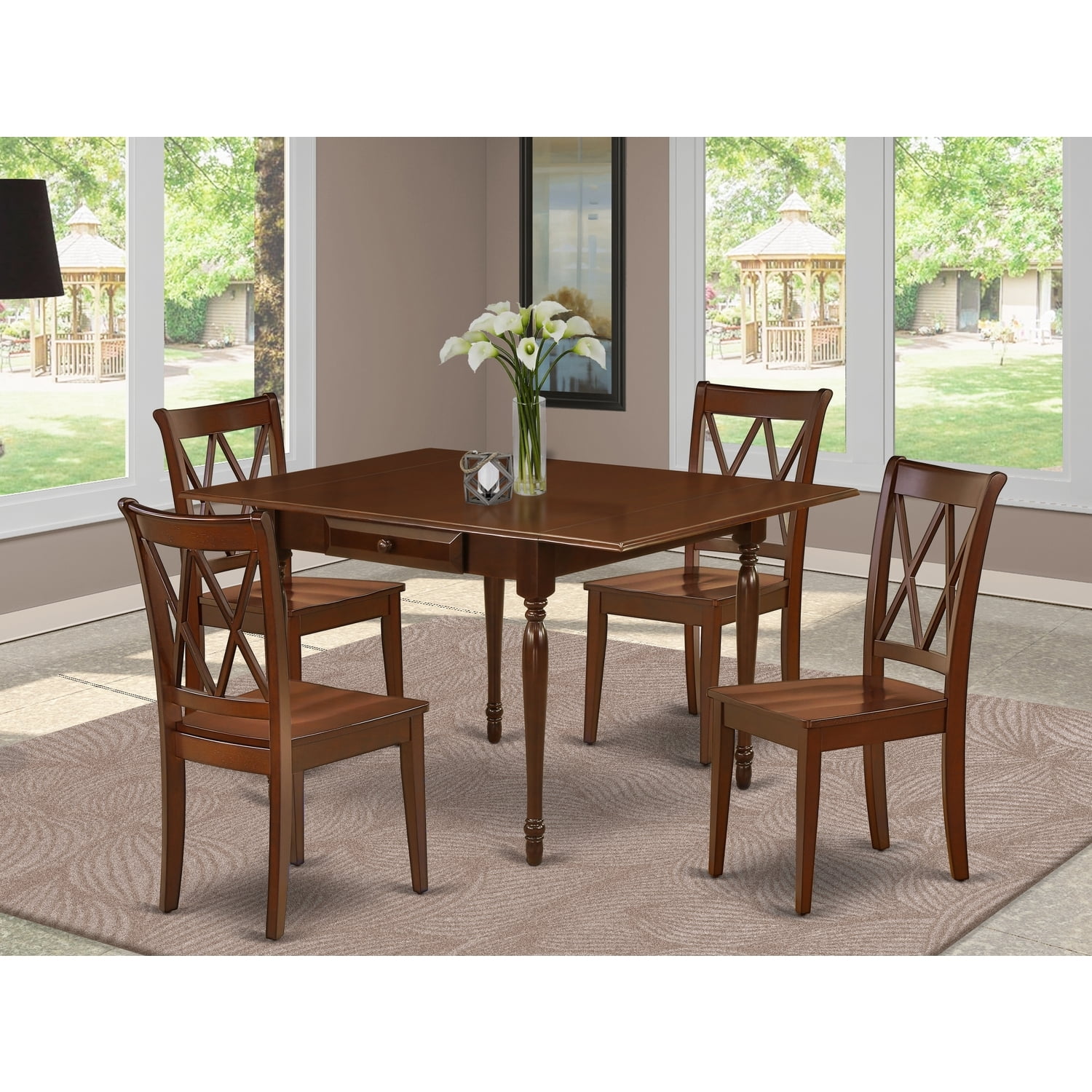 HomeStock Asian Fusion 5Pc Modern Dining Table Set Includes A Small ...