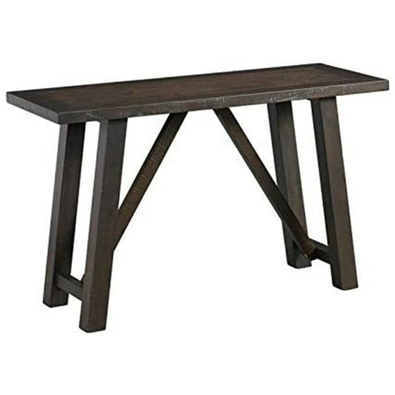 HomeStock Asian Fusion Furnishings Carter Counter Height Bench, 15"D x 40"W x 24"H, Distressed Gray, Trestle Base Design, Rectangle Design, Solid, Wooden Seat