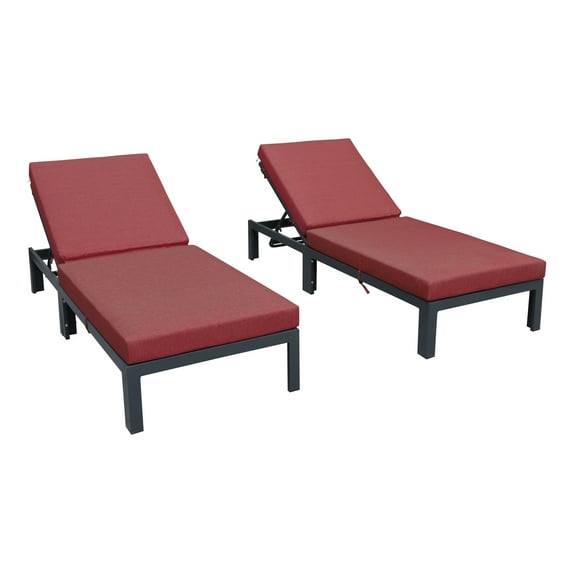 HomeStock Asian Fusion Modern Outdoor Chaise Lounge Chair With Cushions Set of 2