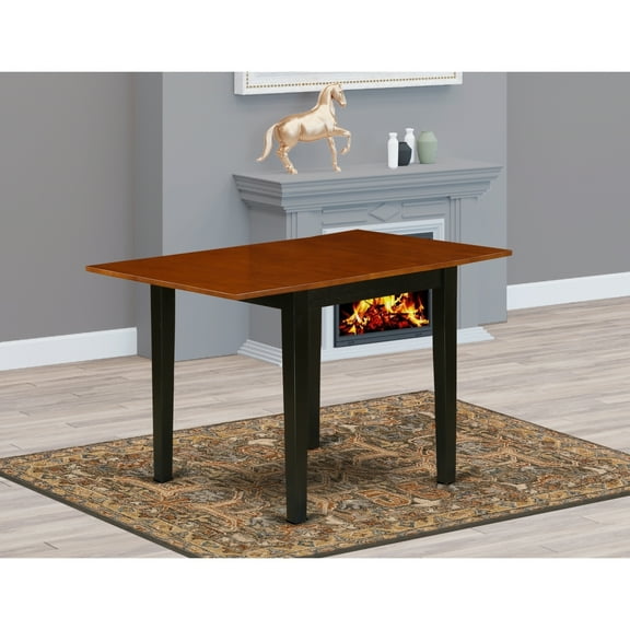 Rectangular Dining Table - Asian Fusion Design, Drop Leaf Table, Rubber Wood, 30"x48" Table