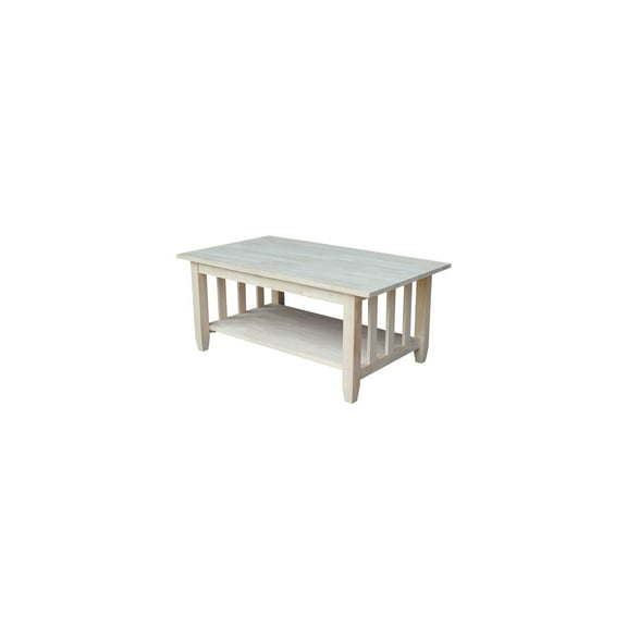 Asian Coffee Table - Parawood & Butcher Block - Shelf Included - Living Room Accent Table