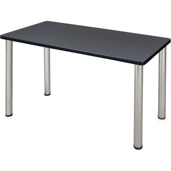 HomeStock Baroque Beauty 24" Training Table- Grey/ Chrome, Adjustable and Portable Office Conference Table with Wheels for Meeting Rooms and Classrooms