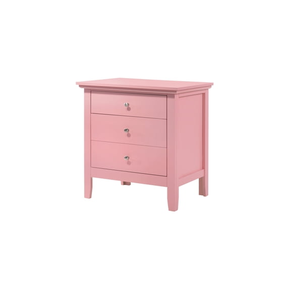 Homestock Old World Charm Nightstand - Dovetailed Drawers for Bedroom Storage, Stylish Nickel Hardware, Painted Nightstand, Floor Mountable-Color:Pink,Size:3 Drawer
