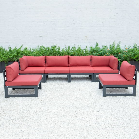 Patio Sectional Set 6-Piece Outdoor Furniture Aluminum Seating with Cushions