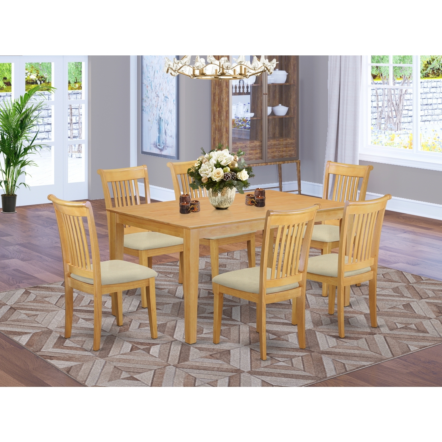 HomeStock Baroque Beauty 7 Piece Dining Table Set- Solid Top Dining ...
