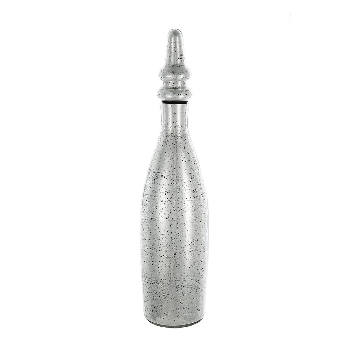 Antique Silver Mercury Glass Bottle Shaped Jar with Lid
