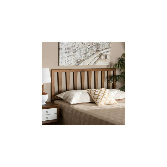 HomeStock Baroque Beauty Headboard - Elegant Ash Walnut Finish, Wood Construction, Classic Design for Timeless Bedroom Style-Size:Full