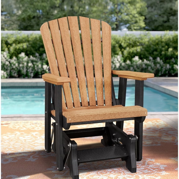 HomeStock Baroque Beauty Glider in Cedar with Black Base, 33" x 27" x 42" - Comfortable Outdoor Seating Made from Recycled Materials, Ideal for Relaxation
