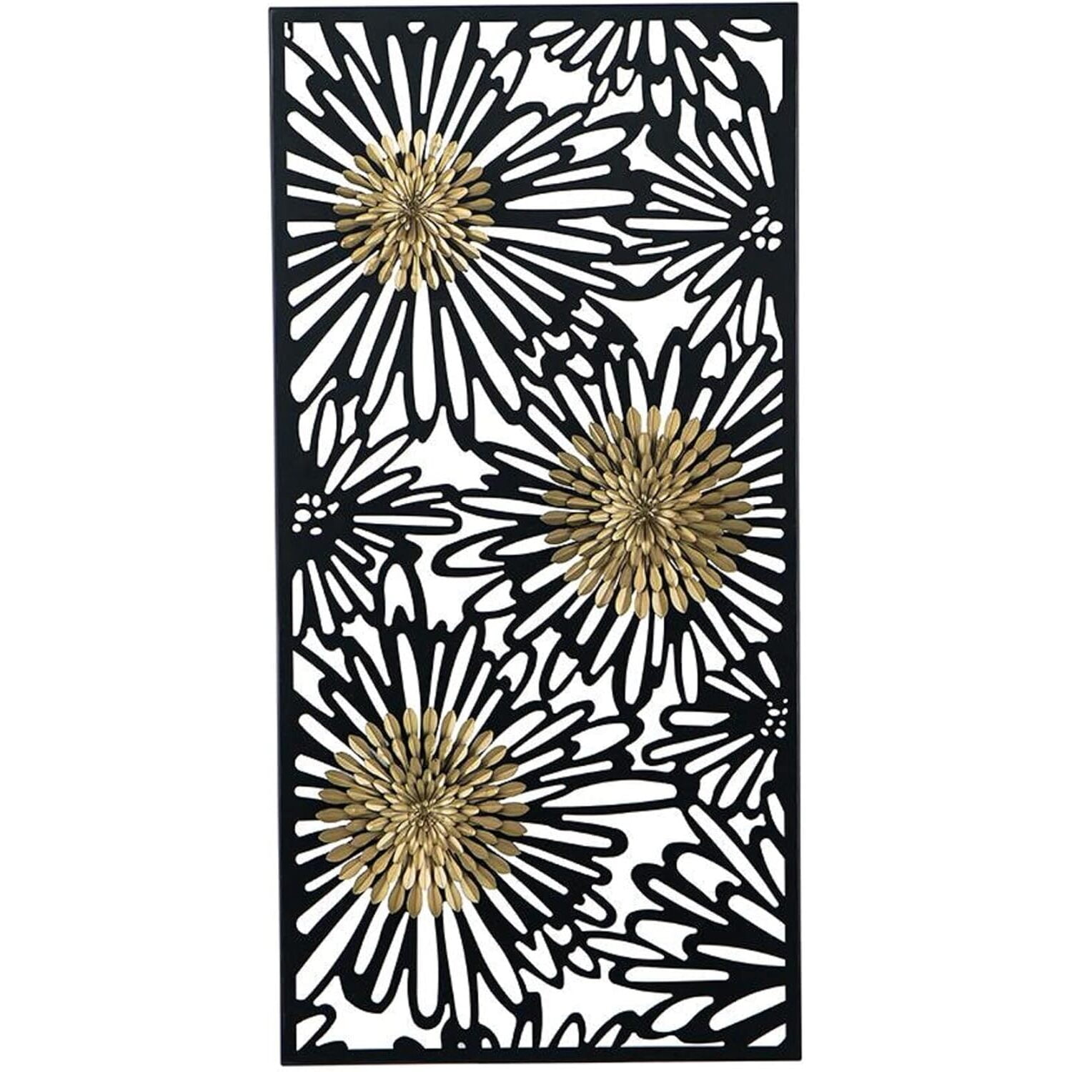 Black and Gold Floral Iron Wall Decor, 19" x 39"