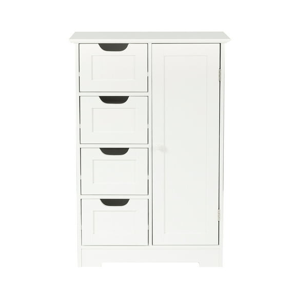 Bathroom Storage Cabinet 4 Drawer Wood Vanity Organizer White Cabinet