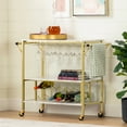thumbnail image 1 of HomeStock Baroque Bliss Bar Cart with Caster Wheels, Modern Bar Storage Solution, Mobile Cart for Versatile Uses-Color:Gold and Faux Marble, 1 of 1