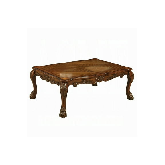 HomeStock Baroque Bliss Coffee Table, Cherry Oak - Classic Elegance, 54" L x 36" W x 20" H, Ample Storage with Claw Feet Design