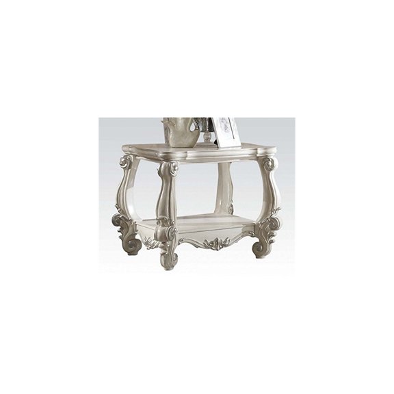 HomeStock Baroque Bliss End Table, Bone White
