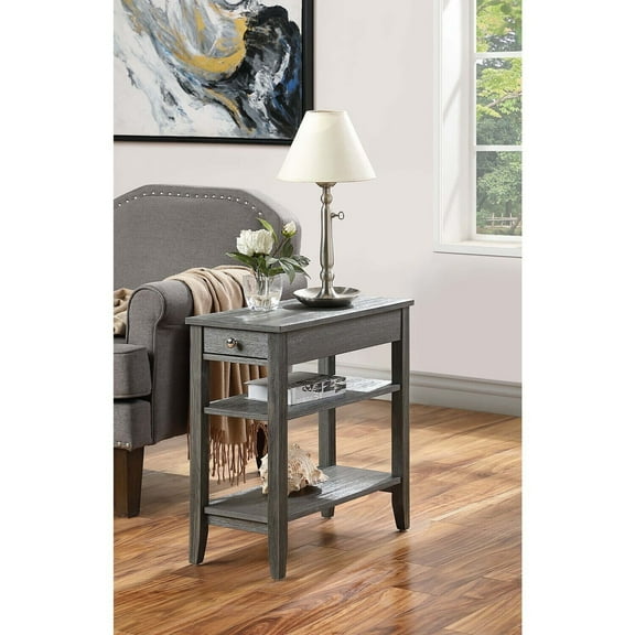 HomeStock Baroque Bliss Three Tier End Table With Drawer - 24" H x 23.5" L x 11.25" W, Perfect for Any Room, Quick Set Up, Stylish Storage