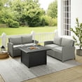 thumbnail image 1 of HomeStock Baroque Bonanza Outdoor Wicker 3-Piece Seating Set (Fire Table, 2 Loveseats), Gray Frame with Gray Cushions - Fire Table w/ Lid, Modern Outdoor Patio Conversation Set, 1 of 6