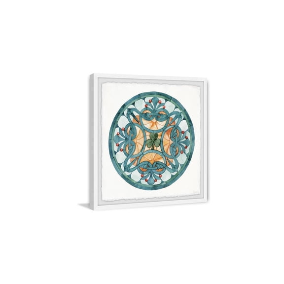 HomeStock Baroque Bonanza Blue Center Clover Leaf Framed Painting Print, 32" x 32", Contemporary Wall Decor: Abstract, Digital Art Prints, and Modern Styles for Your Home