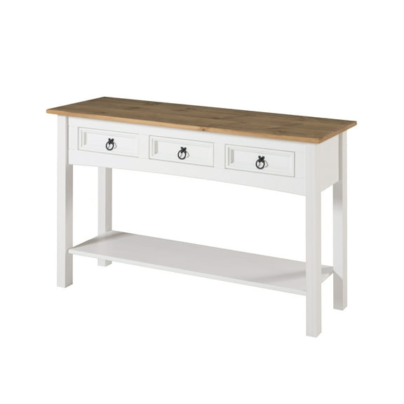 HomeStock Baroque Bonanza Cottage Wood Hall Table in Corona Snow