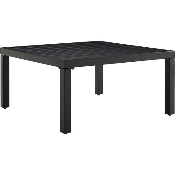 HomeStock Baroque Bonanza Outdoor Metal Sectional Coffee Table - Matte Black, 28.5"D x 28.5"W x 14.5"H, Weather-Proof Steel Construction, Slatted Table Top, ELegant Coffee Table for Outdoor Sets