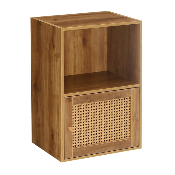 HomeStock Baroque Bonanza Storage Cabinet with 1 Door, Unique Pattern Design, 2 Shelves, Magnetic-Close Cabinet, Brown Haze Finish, 16.5" x 12" x 23.75", Stylish Storage