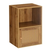 HomeStock Baroque Bonanza Storage Cabinet with 1 Door, Unique Pattern Design, 2 Shelves, Magnetic-Close Cabinet, Brown Haze Finish, 16.5" x 12" x 23.75", Stylish Storage