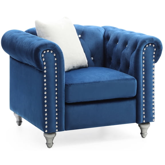 Boza Accent Chair - Velvet Upholstered Living Room Armchair - Modern Baroque Design