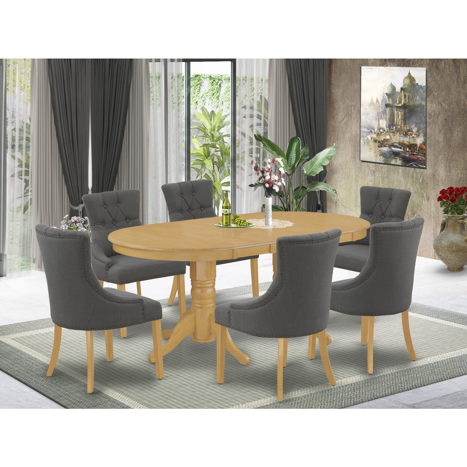 HomeStock Baroque Brilliance 7Pc Dinette Set Includes An Oval Dining ...