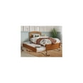 thumbnail image 1 of HomeStock Baroque Brilliance Twin Platform Bed with Panel Footboard and Twin Trundle in Light Toffee, Stylish Bed with Unique Mission-Inspired Headboard and Hidden Trundle for Extra Space, 1 of 10