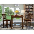 thumbnail image 1 of Pub Table Set Counter Height Square Dining Table & Stools Buttermilk Cherry Finish, 1 of 5