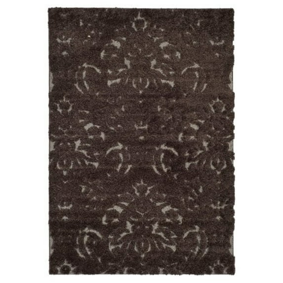 HomeStock Beachy Beauty Area Rug - Shag Polypropylene Pile, Latex Backing, Weight 3600Gms, Pile Height 3Cm, 10'L x 8'W, Large Rectangle, Dark Brown, Smoke