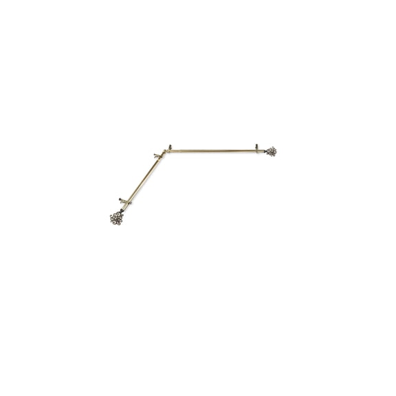 Antique Brass Curtain Rods & Hardware Set - 4 Inch Rods, Ornate Finials, 360 Rotation, Steel Construction