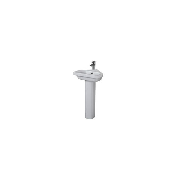 Pedestal Sink - 14" Vitreous China Basin - Modern Corner Lavatory - Minimalist Bathroom Design