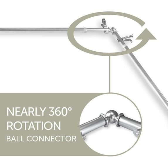 Boho Curtain Rods & Hardware Set - Satin Nickel Metal Rods with Finials - 4 Inch Projection - Easy Install