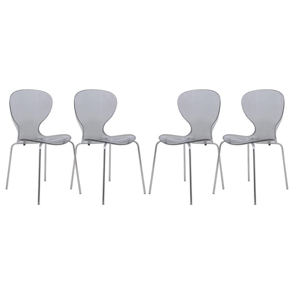 Modern Side Chairs - Set of 4 - Transparent Dining Chairs - Boho Accent Furniture