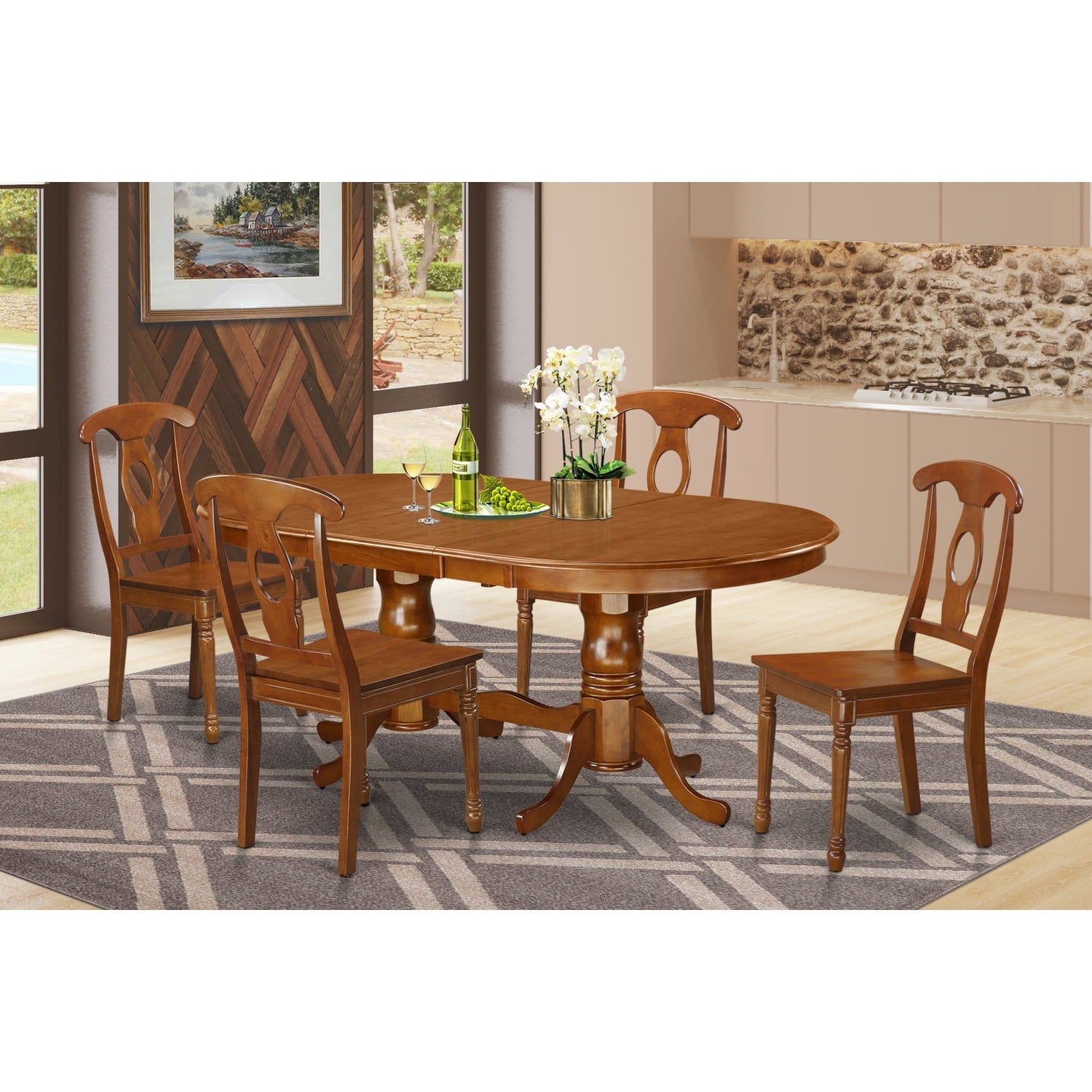 Boho Dining Set - Table & Chairs - Farmhouse Kitchen Set - 9 Piece ...