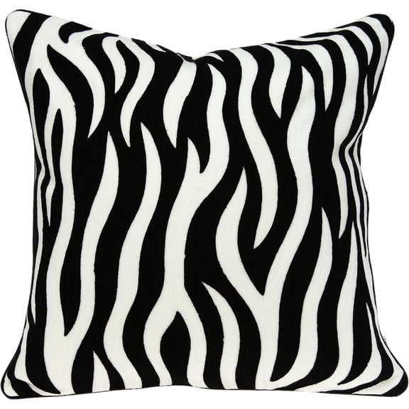 Beachy Simba Throw Pillow - Black & White Zebra Pattern -Decorative Accent
