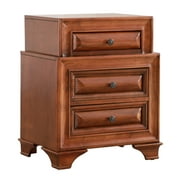 HomeStock Beachy Vibe Nightstand, Oak, Assembled with Three Durable Dovetailed Drawers, 17"x24"x29" for Stylish Bedroom Storage