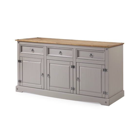 HomeStock Beauty Boho Cottage Wood Buffet Sideboard in Corona Gray