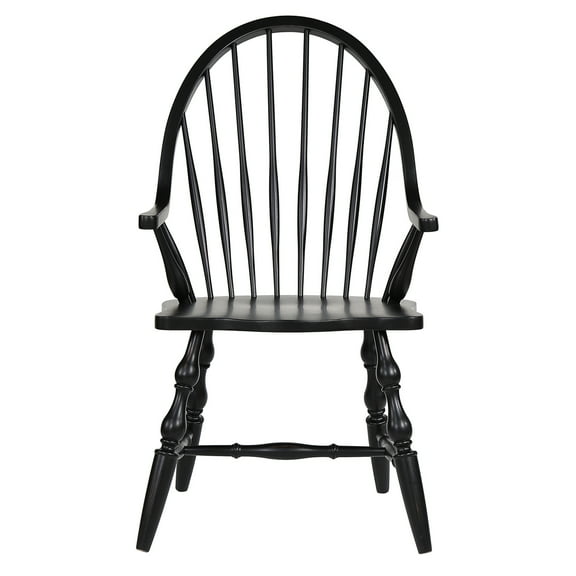 Spindleback Dining Chair - Cozy Armchair, Fully Assembled - Antique Black Finish - HomeStock