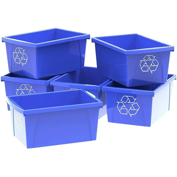 HomeStock Bohemian Bliss 5.5-Gallon Recycle Bin, Blue, Practical Design, Stylish Recycling Solution, Ideal for Eco-Conscious Households.