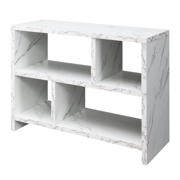 HomeStock Lakefront Luxury Bookcase - Spacious Tiers for Books and Collectible, Stylish Addition for Home or Office, Ideal for Displaying Books and Decor-Color:White Faux Marble,Size:3 Tier Cube