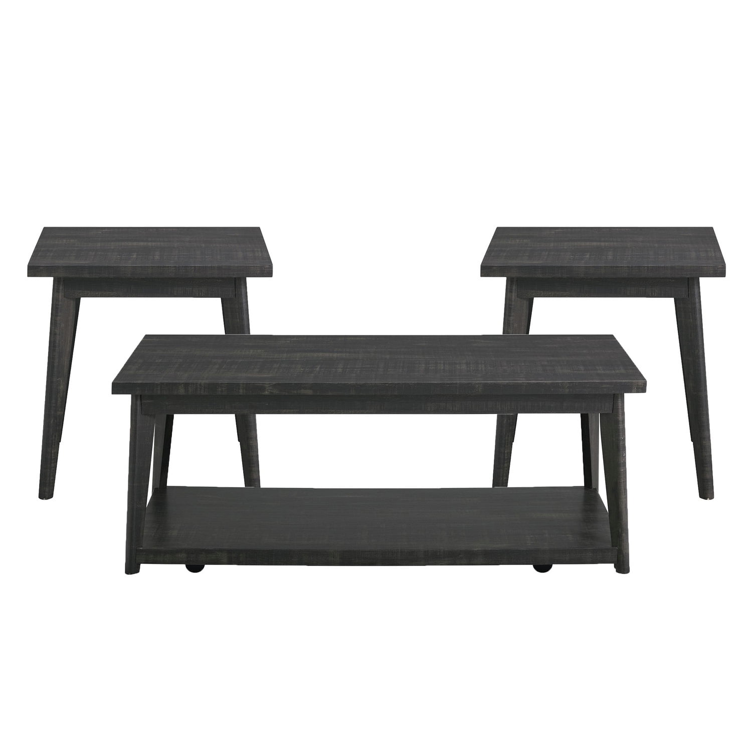Rory Black Rubberwood Transitional 3-Piece Occasional Table Set