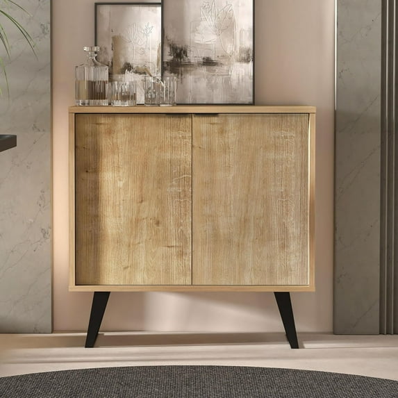 HomeStock Bohemian Bliss Sideboard Buffet Versatile Kitchen Storage Cabinet with Doors, Modern Dining Room Credenza, Hallway decor Console, Liquor and Accent Cabinet, 31.5x15.5x31.5 Inches