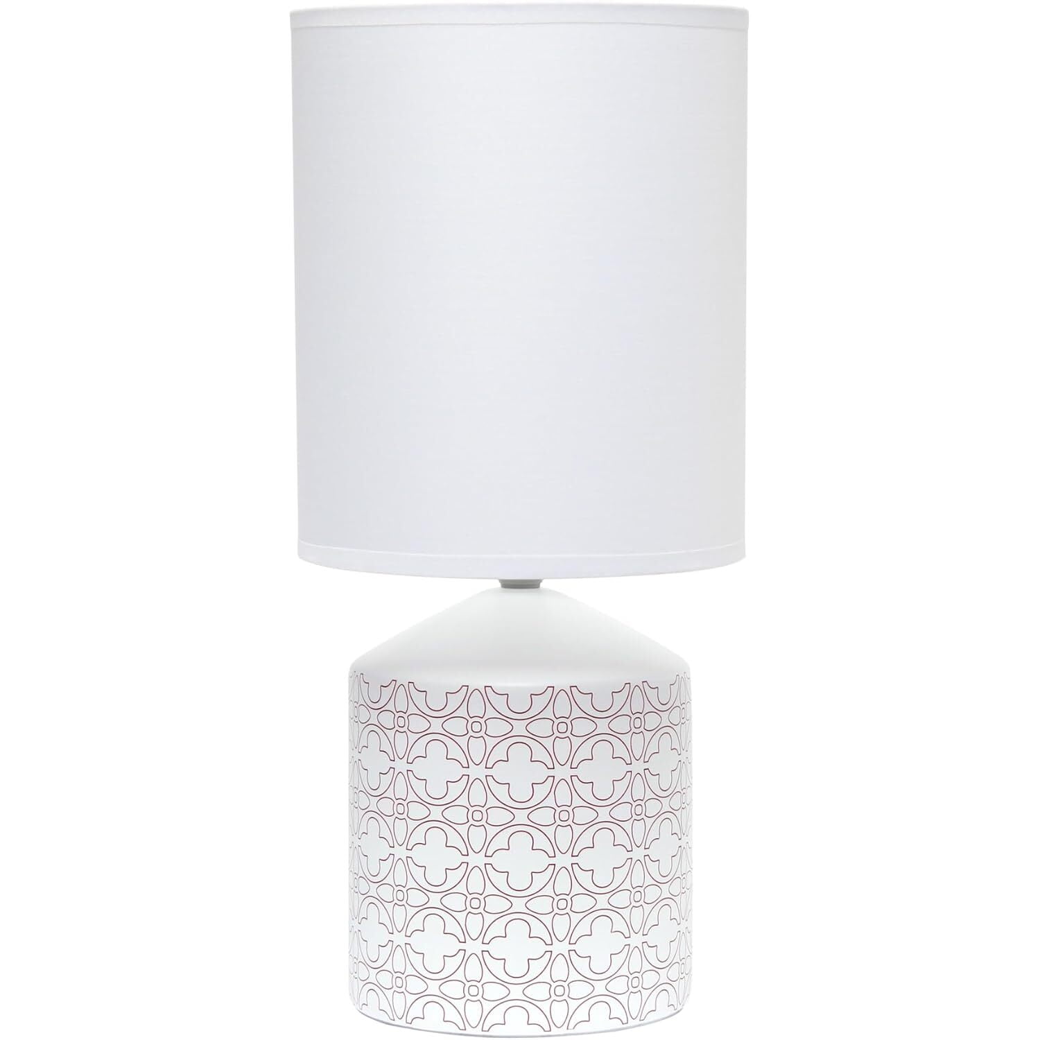 Edison Tan Ceramic Nightstand Lamp with White Tube Shade