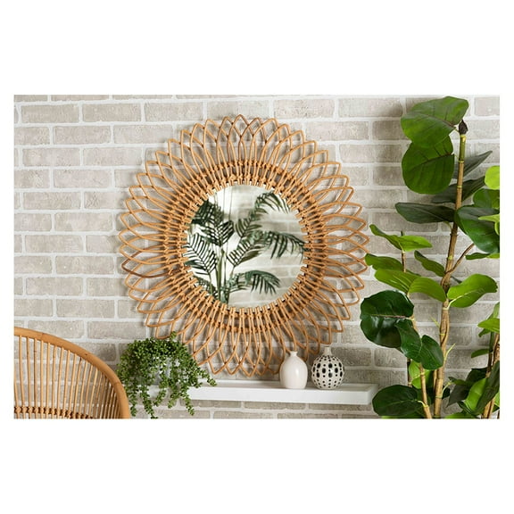 HomeStock Bohemian Natural Brown Gothic Grace Accent Wall Mirror