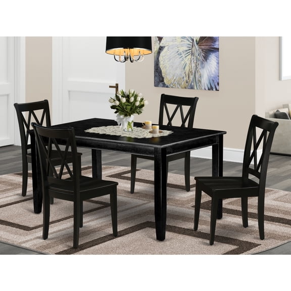 Boho Dinette Set for 4 - 5 Piece Dining Set, 36x60 Table & Chairs, Black Finish