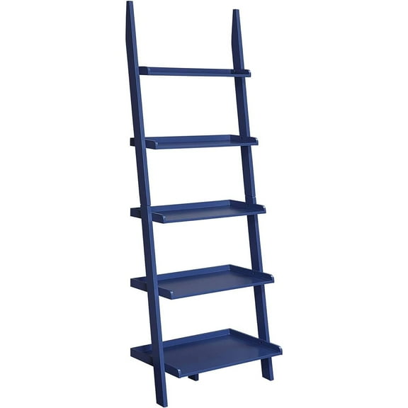 HomeStock Boho Beauty Bookshelf Ladder, Cobalt Blue - 15.75"D x 25"W x 72.75"H, 5 Shelves, Floor Mount, Rectangular, Ladder Shelf, Crafted from Solid Pine, Birch Veneer
