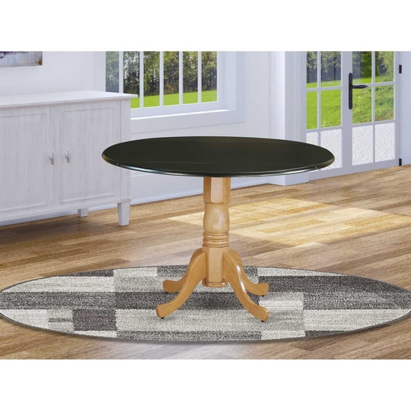 Homestock Artistic Accomplishment Antique Round Dining Table Made Of Sturdy Wood, Round Table Top With Clean Finish, Ideal For Small Dining Areas, Modern Compact Dining Table-Color:Black and Oak,Size:
