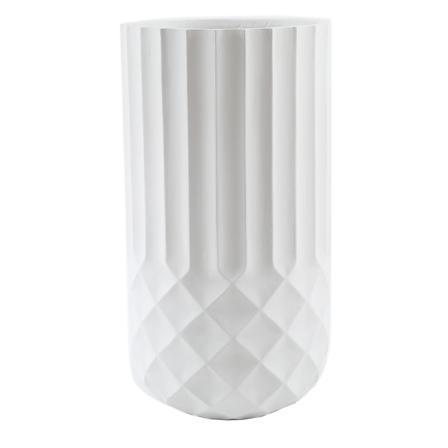 White Geometric 25" Tall MgO Indoor/Outdoor Planter