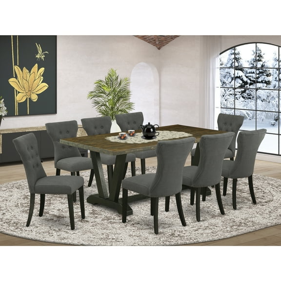 Bohemian Dining Set - 9 Piece Kitchen Table Set - 8 ChairsSmall Table - Solid Wood